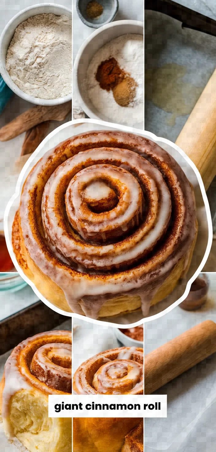 A photo of Giant Sour Cream Brioche Cinnamon Roll With Cream Cheese Frosting Recipe