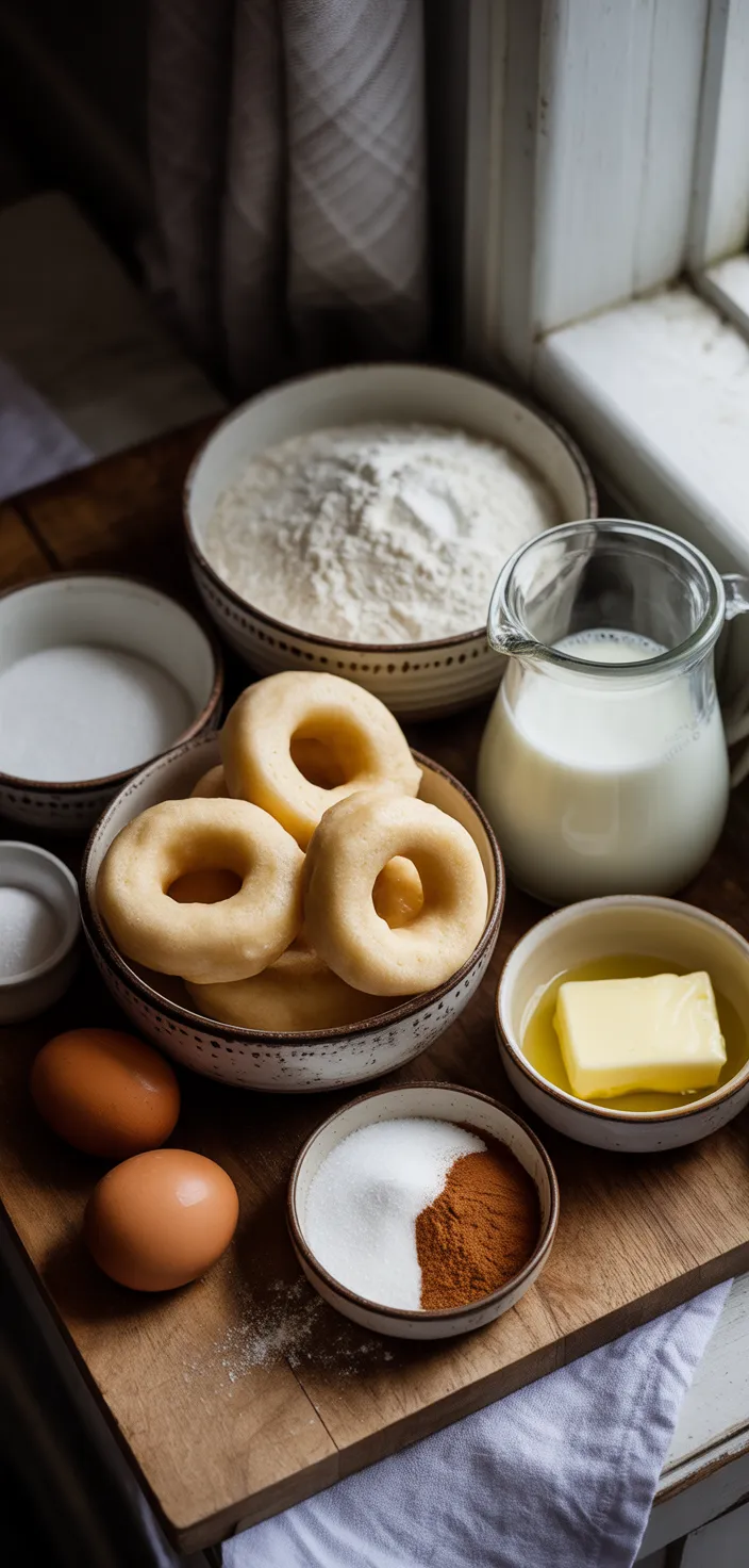 Ingredients photo for Cinnamon Sugar Twist Doughnuts Recipe