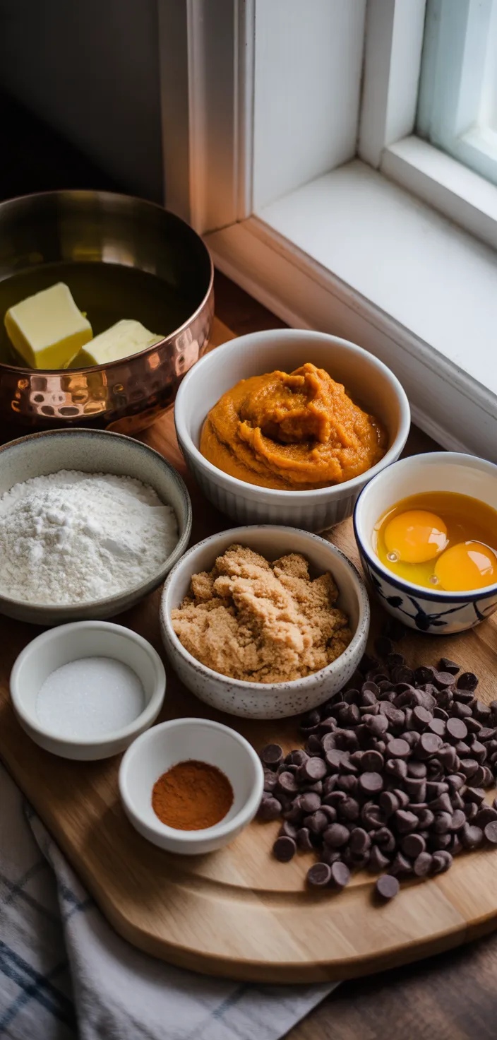 Ingredients photo for EASY Pumpkin Chocolate Chip Blondies Recipe