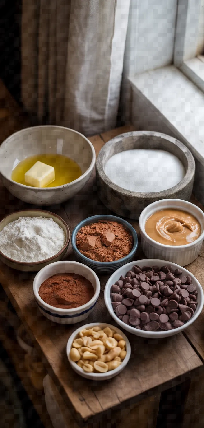Ingredients photo for Peanut Brownie Cookies Chocolate Peanut Cookies Recipe