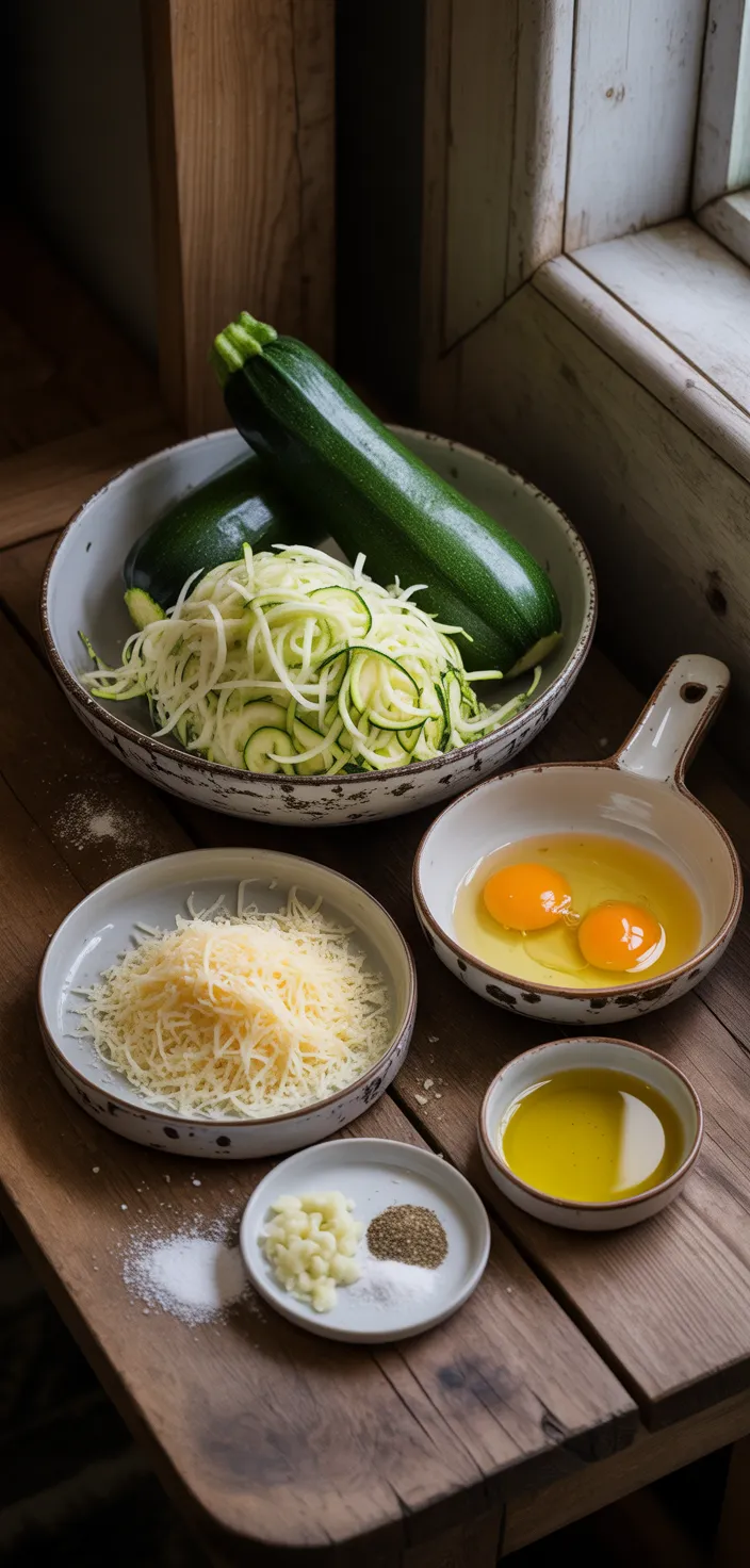Ingredients photo for The BEST Zucchini Fritters Recipe
