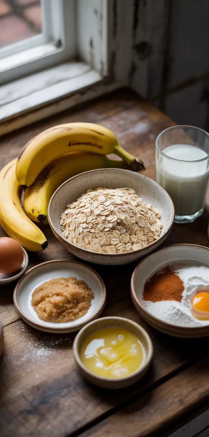 Ingredients photo for Banana Oatmeal Muffins Recipe