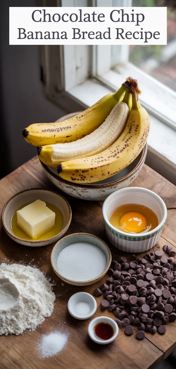 Ingredients photo for Chocolate Chip Banana Bread Recipe