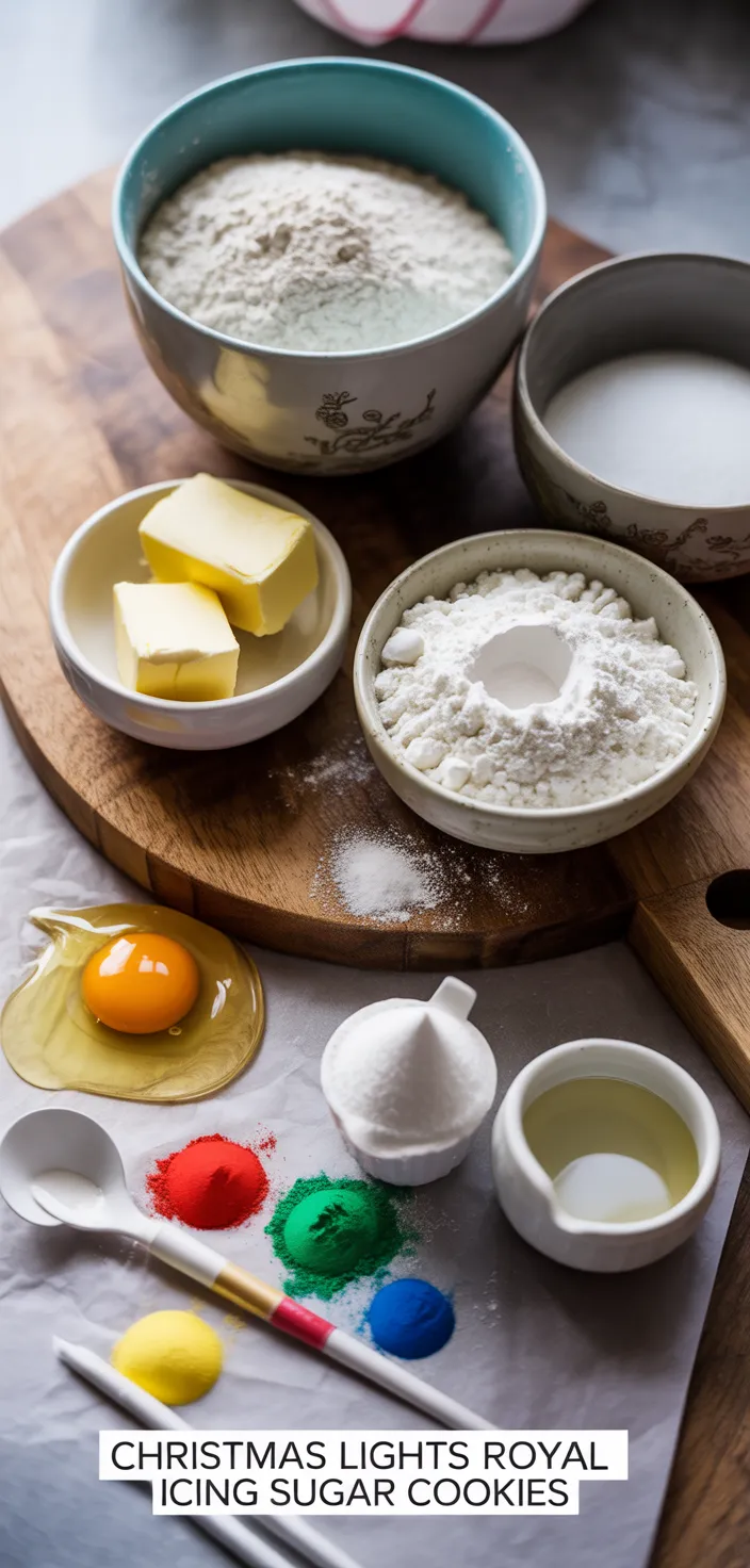 Ingredients photo for Christmas Lights Royal Icing Sugar Cookies Recipe