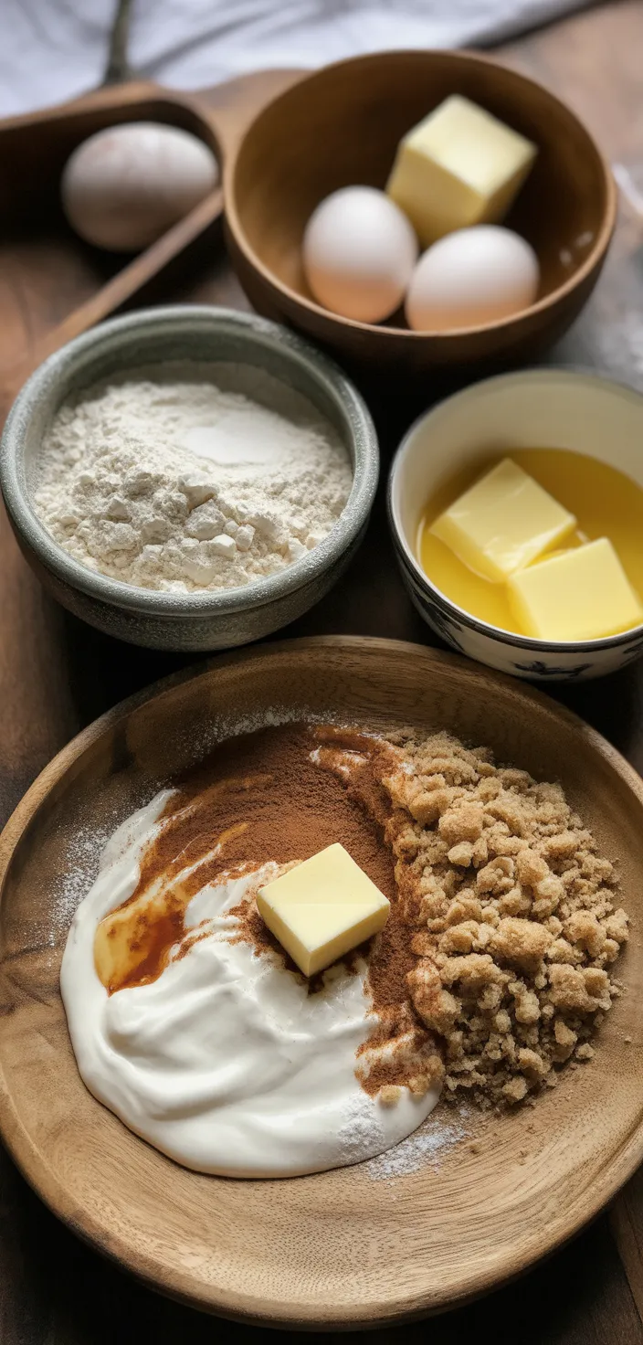 Ingredients photo for Cinnamon Coffee Cake With Streusel Crumb Topping Recipe