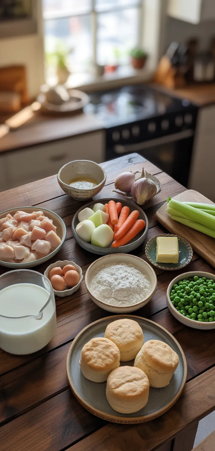 Ingredients photo for Easy Chicken Pot Pie With Biscuits Recipe