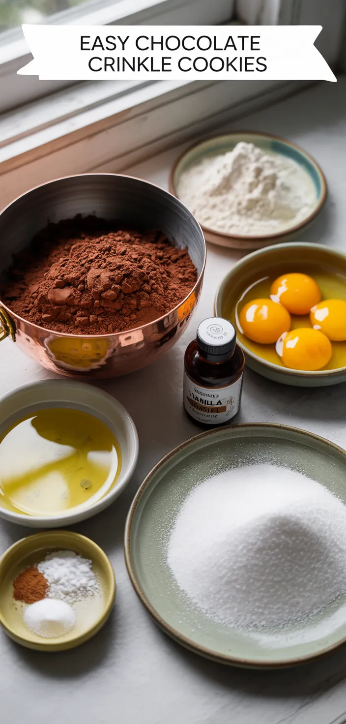 Ingredients photo for Easy Chocolate Crinkle Cookies Recipe
