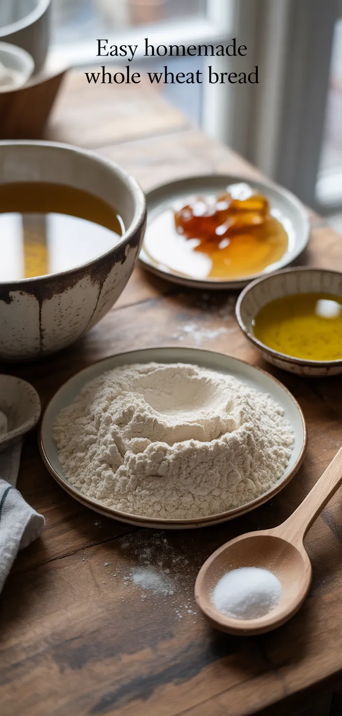 Ingredients photo for Easy Homemade Whole Wheat Bread Recipe