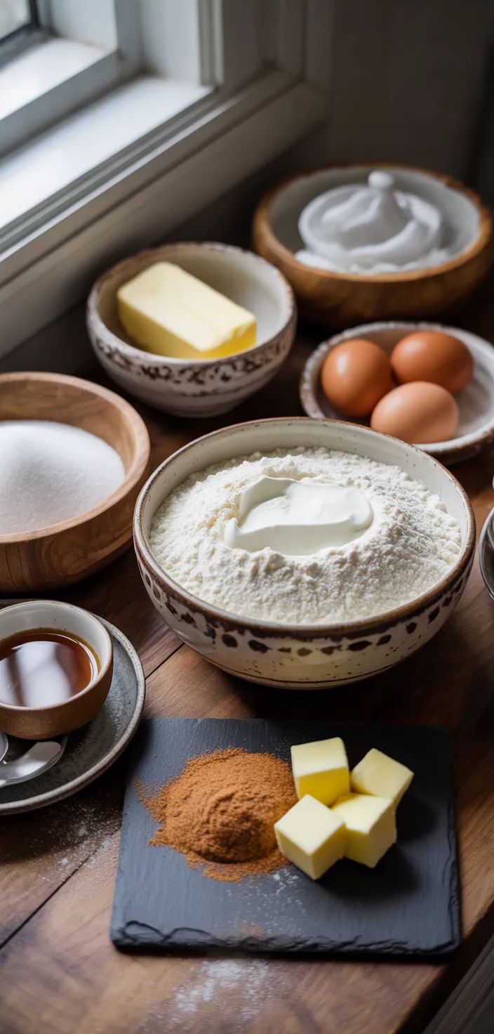 Ingredients photo for Sour Cream Coffee Cake (cinnamon Streusel) Recipe
