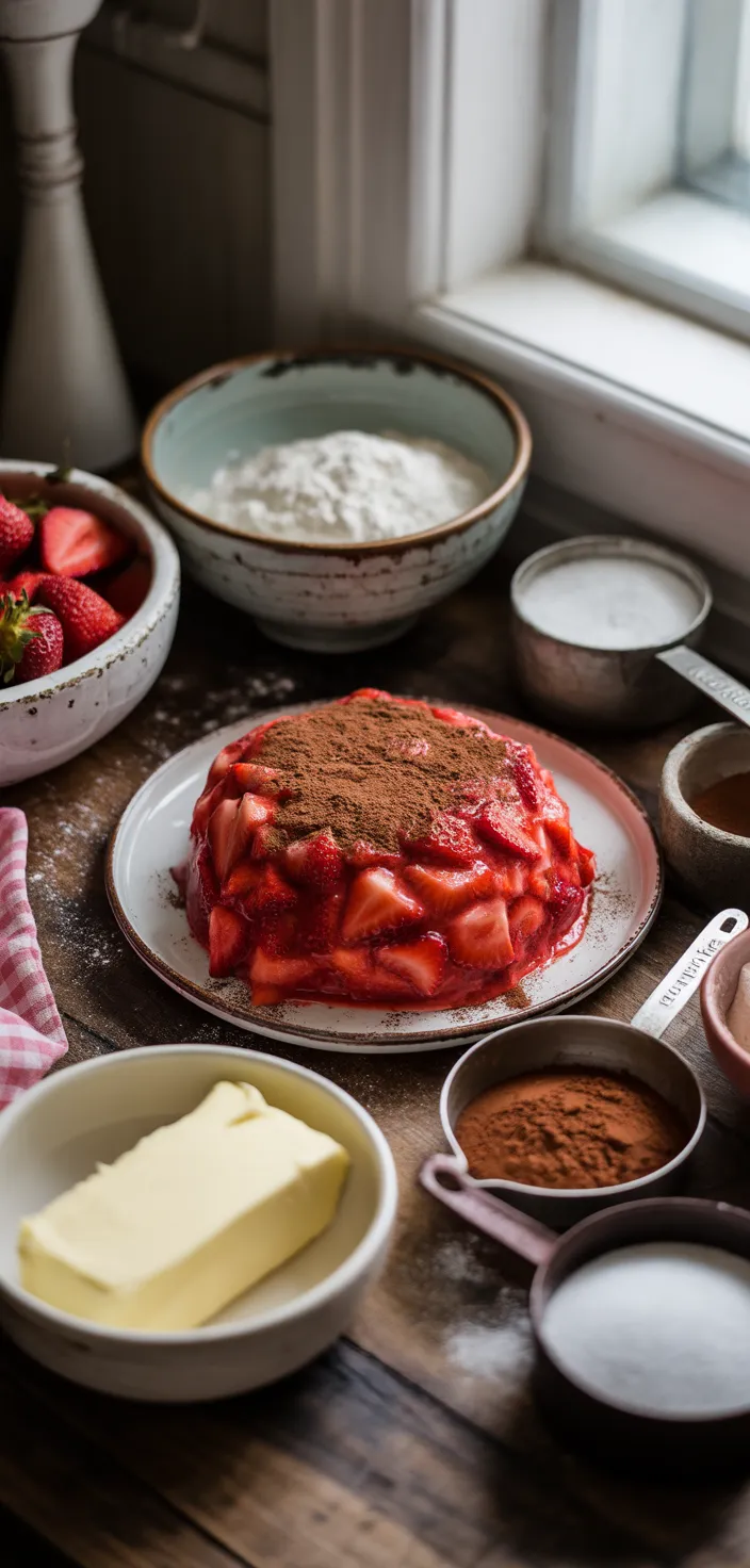 Ingredients photo for Strawberry Chocolate Cake Recipe