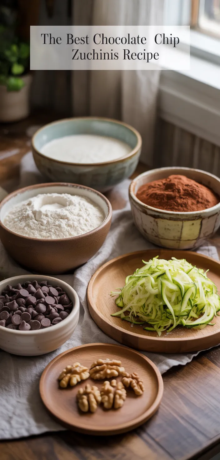 Ingredients photo for The Best Chocolate Chip Zucchini Muffins Recipe