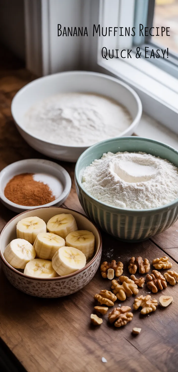 Ingredients photo for Banana Muffins Recipe (Quick & Easy!)
