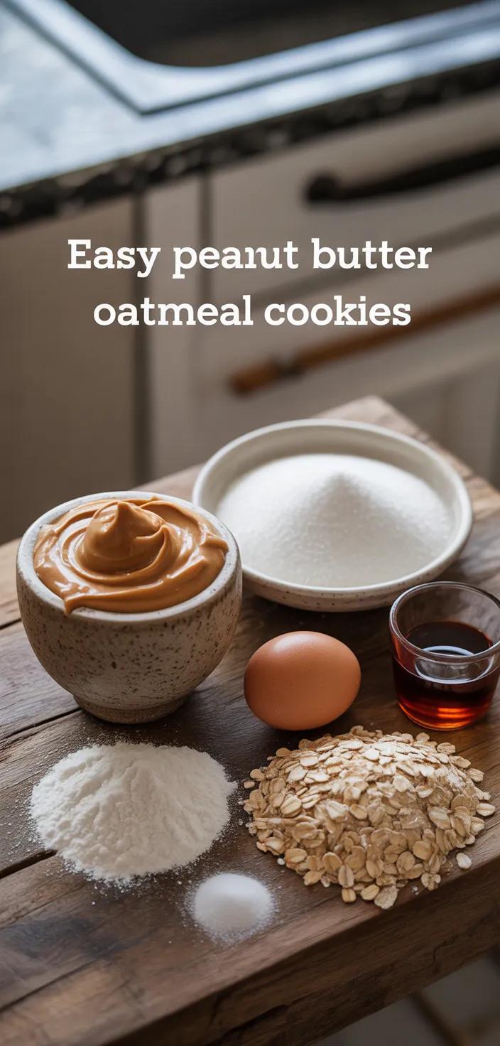Ingredients photo for Easy Peanut Butter Oatmeal Cookies Recipe