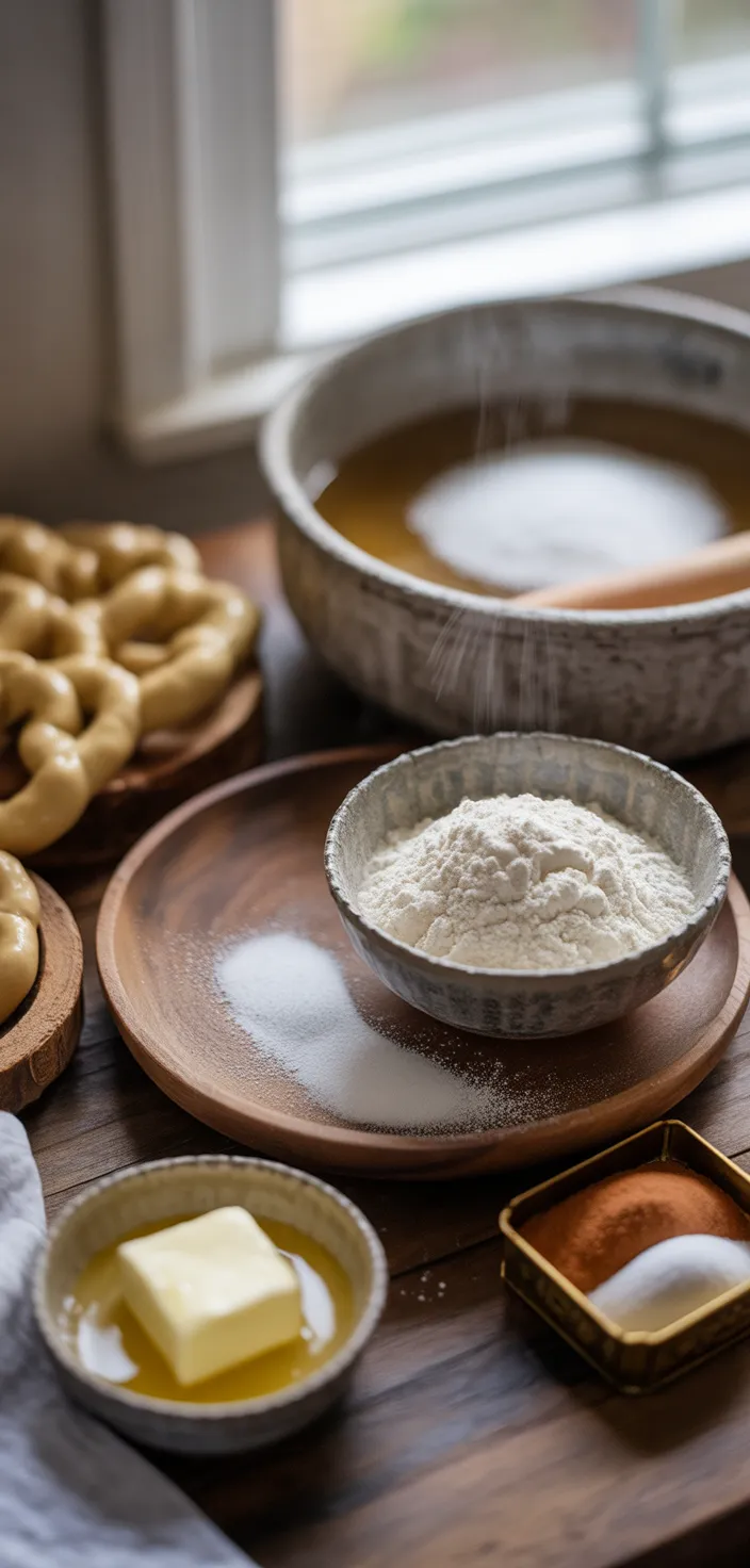 Ingredients photo for Homemade Cinnamon Sugar Pretzel Bites Recipe