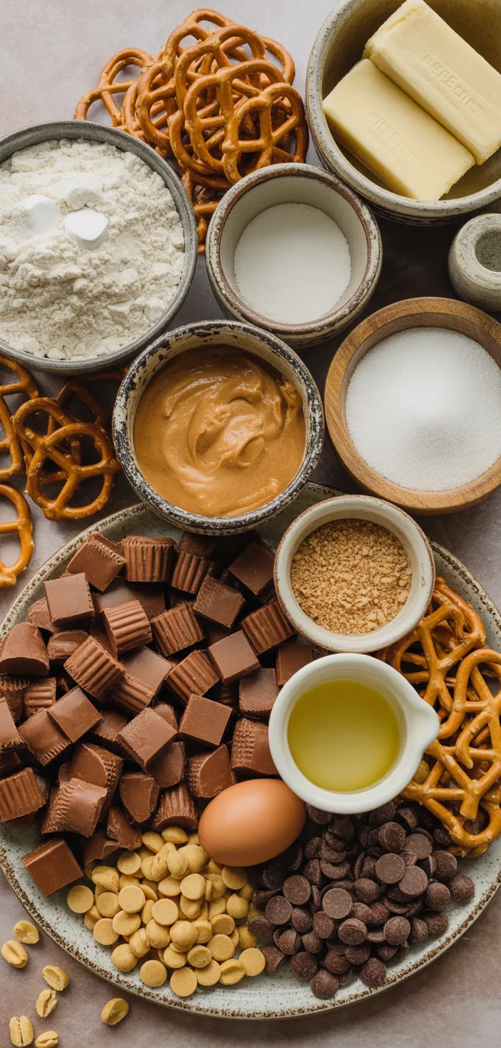 Ingredients photo for Outrageous Pretzel Peanut Butter Reese's Cookies Recipe
