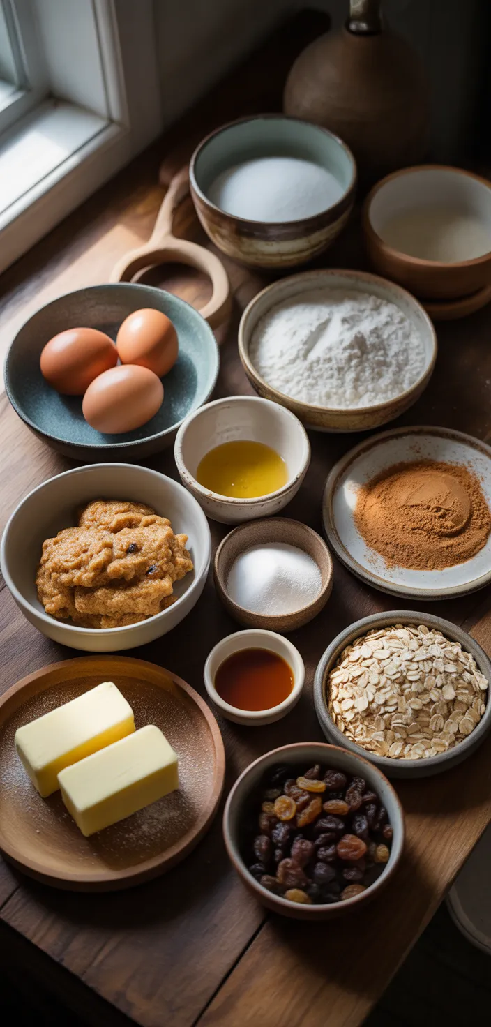 Ingredients photo for Soft And Chewy Oatmeal Raisin Cookies Recipe
