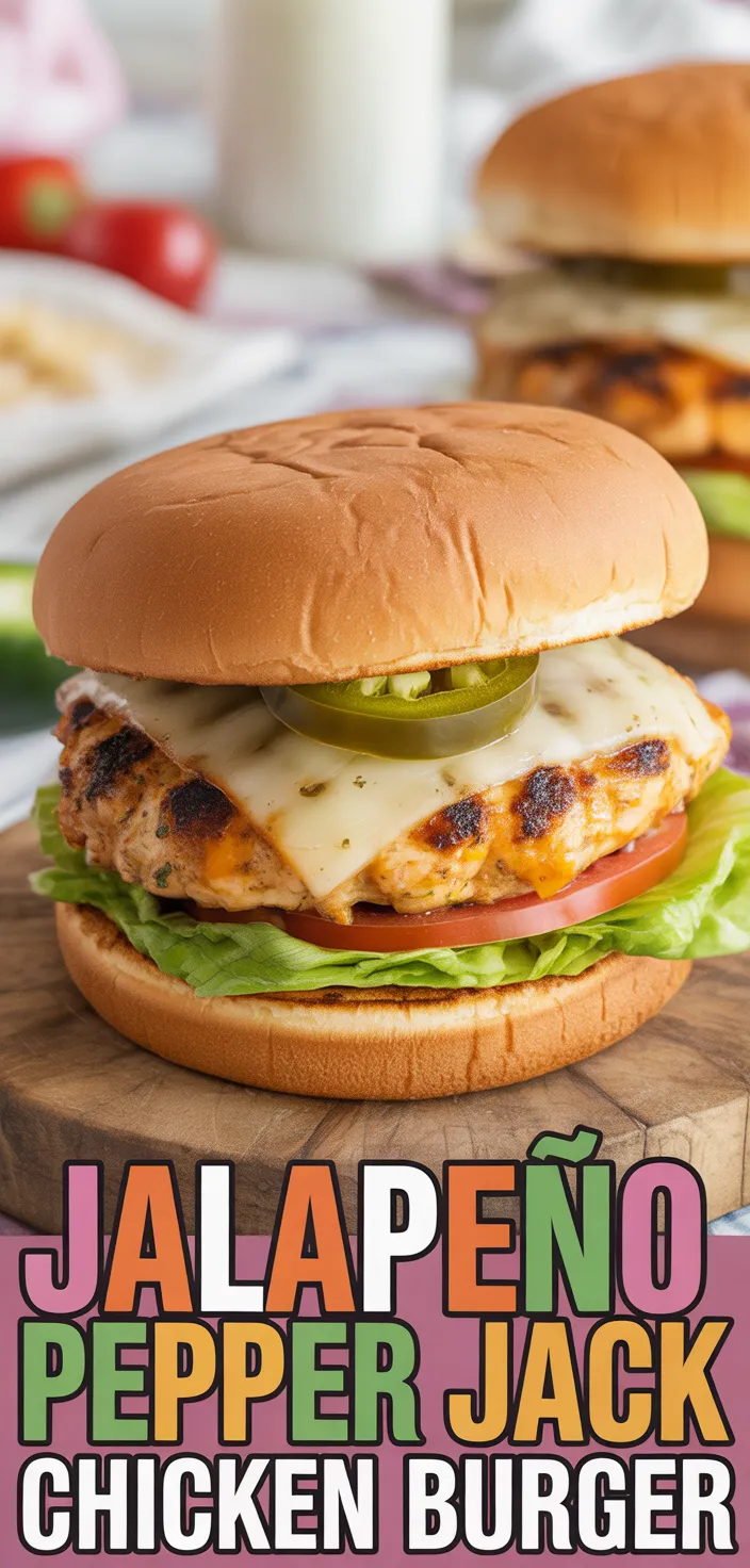 A photo of Jalapeño Pepper Jack Chicken Burger Recipe