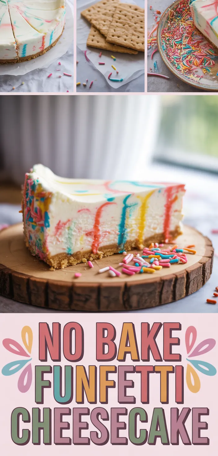 A photo of No Bake Funfetti Cheesecake Recipe