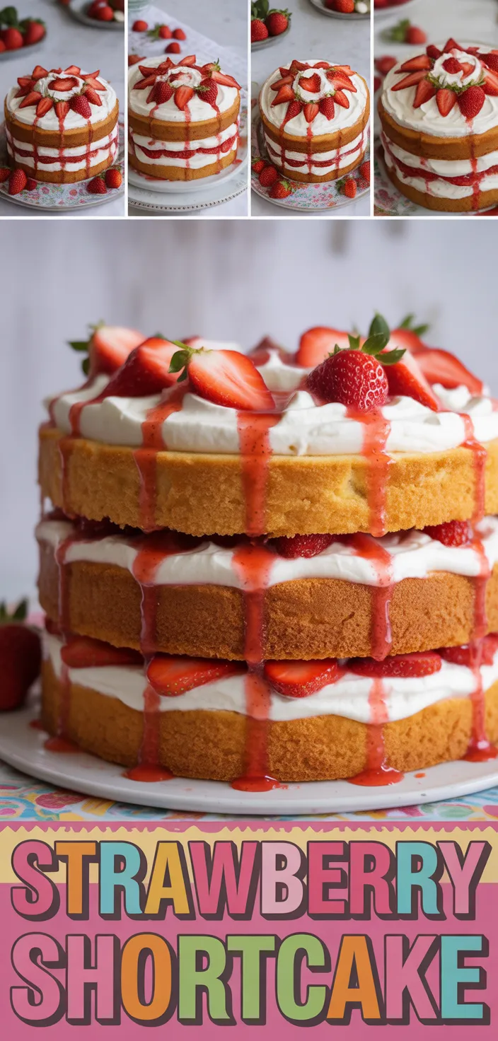 A photo of Strawberry Shortcake Layer Cake (Sponge Cake) Recipe