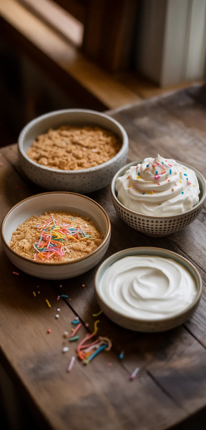 Ingredients photo for No Bake Funfetti Cheesecake Recipe