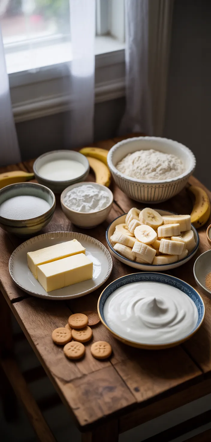 Ingredients photo for Old Fashioned Banana Cream Pie Recipe