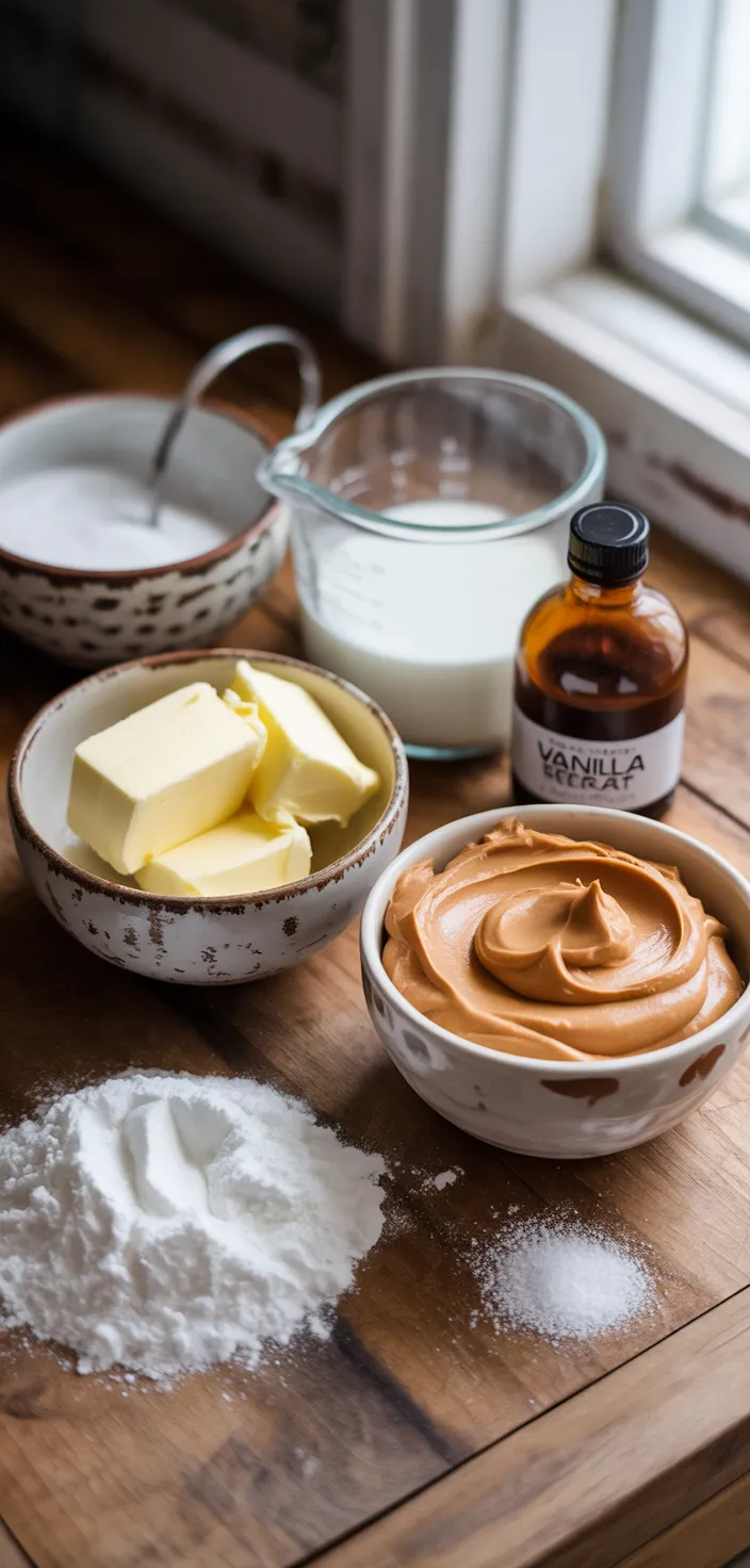 Ingredients photo for Peanut Butter Frosting (Easy, Creamy, Fluffy Recipe!)
