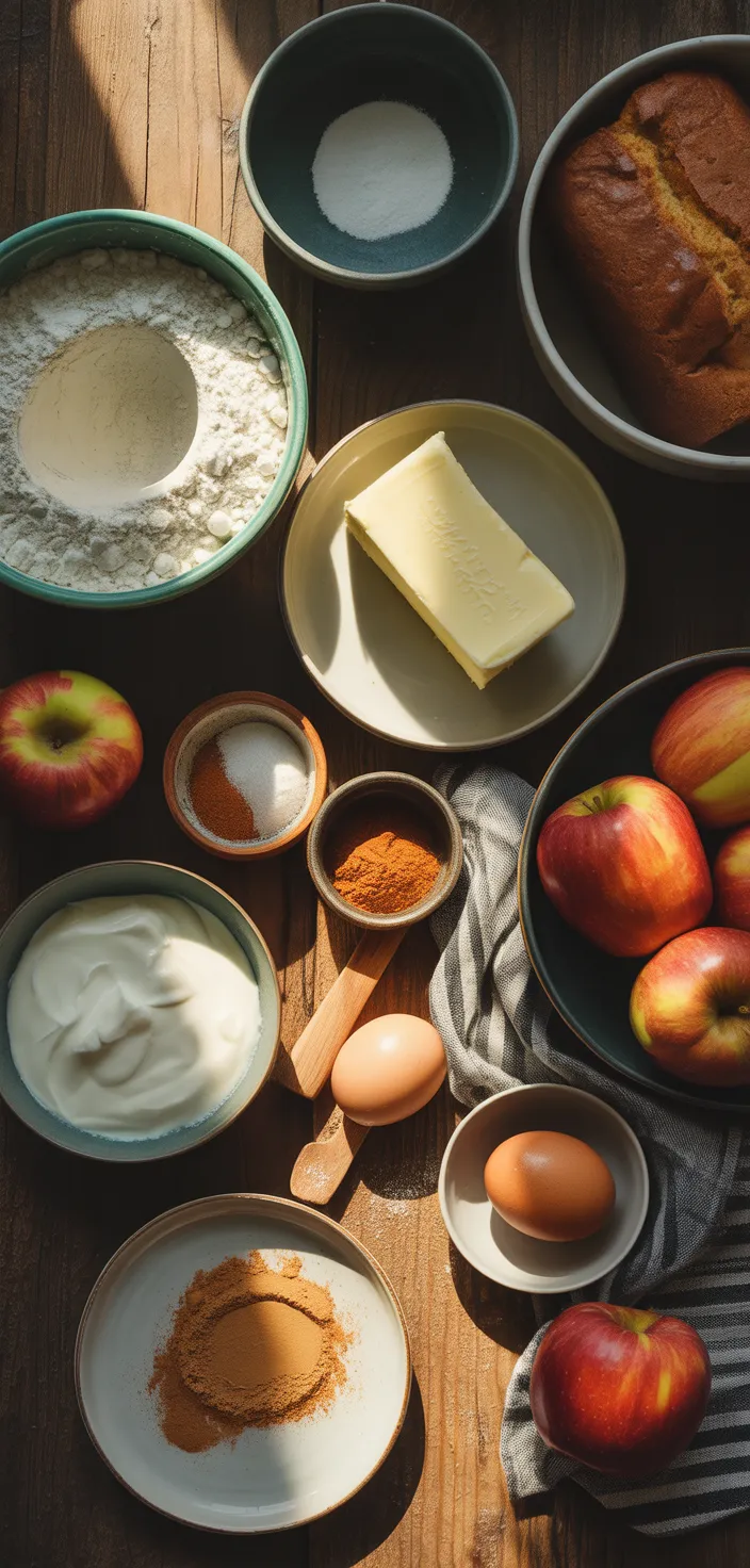 Ingredients photo for Apple Cinnamon Loaf Cake Recipe