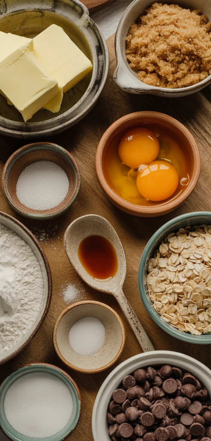 Ingredients photo for Chewy Oatmeal Chocolate Chip Cookies Recipe