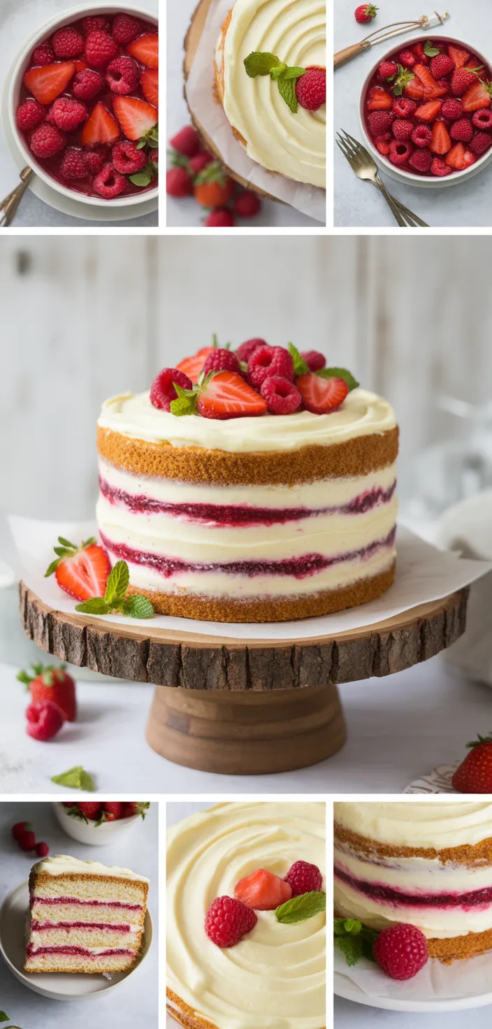 A photo of Berry Vanilla Naked Cake Recipe