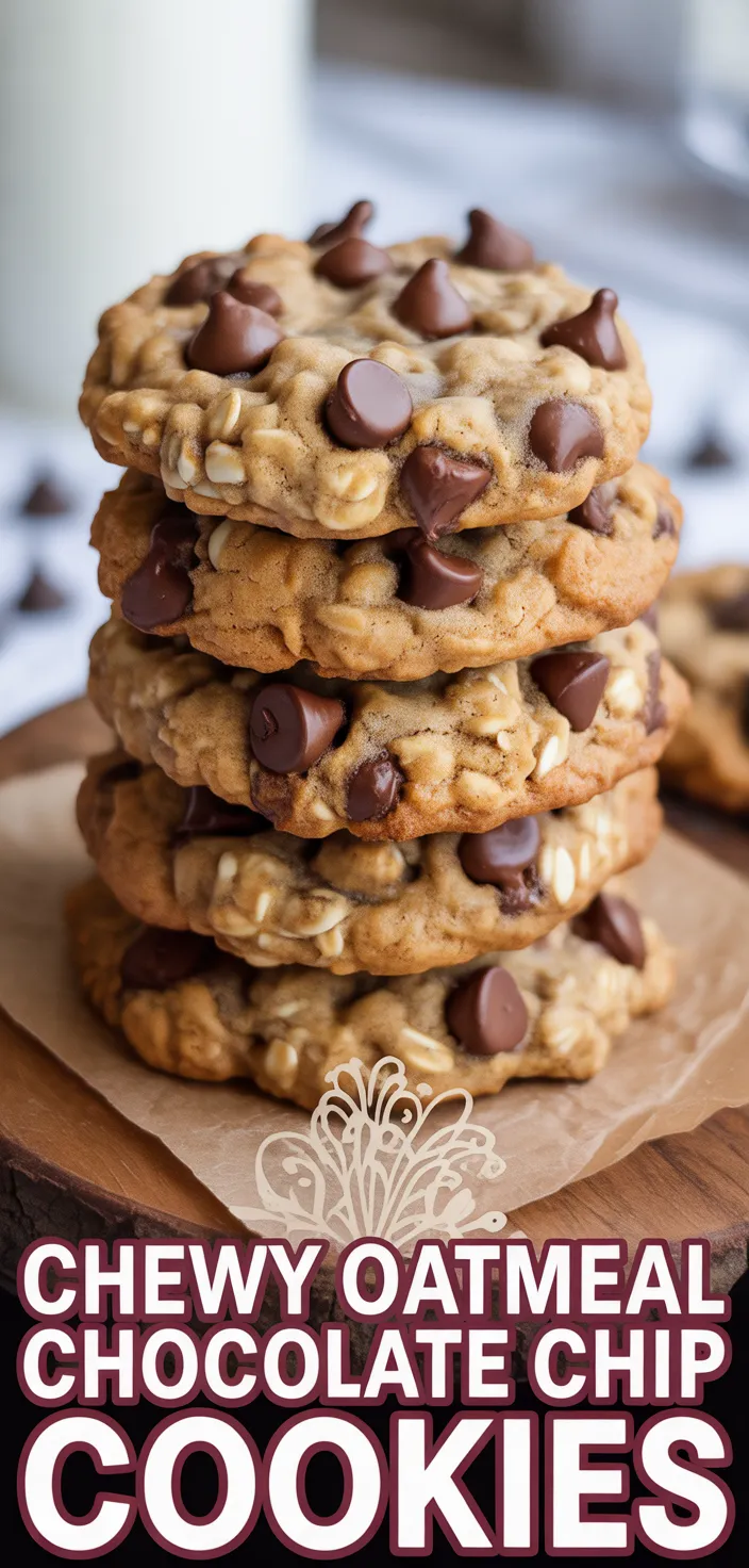 A photo of Chewy Oatmeal Chocolate Chip Cookies Recipe
