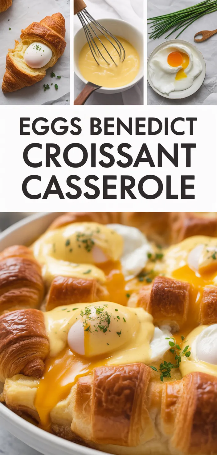 A photo of Eggs Benedict Croissant Casserole Recipe