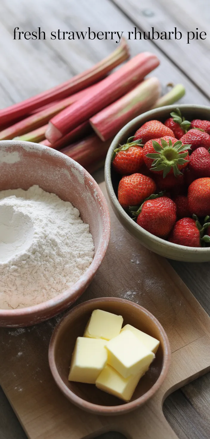 Ingredients photo for Fresh Strawberry Rhubarb Pie Recipe