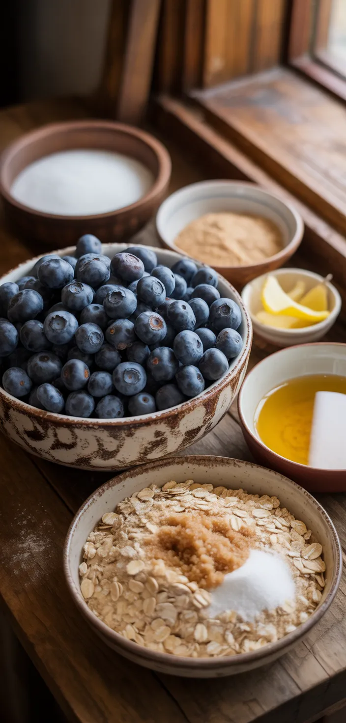 Ingredients photo for Homemade Blueberry Crumble Pie Recipe