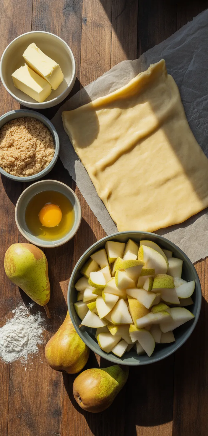 Ingredients photo for Simple Pear Tart Recipe With Fresh Pears