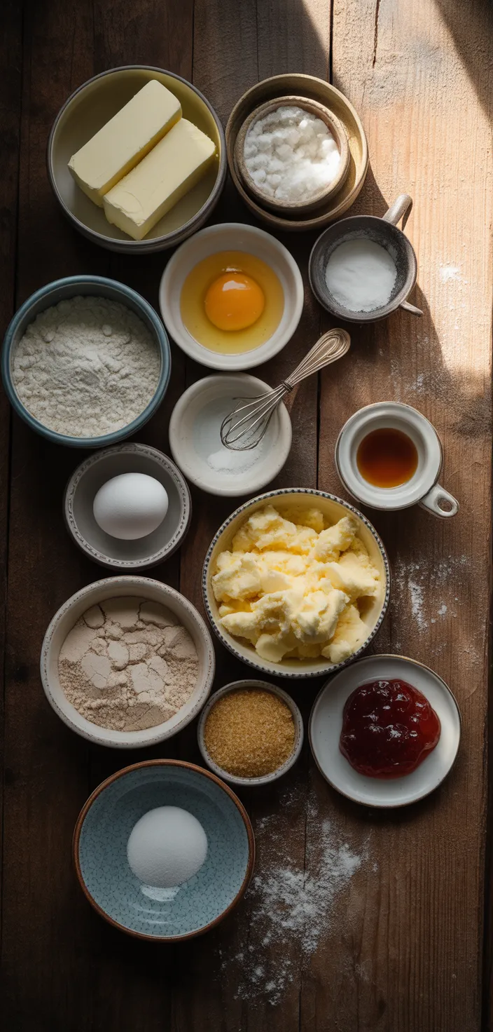 Ingredients photo for Soft Christmas Thumbprint Cookies   Recipe