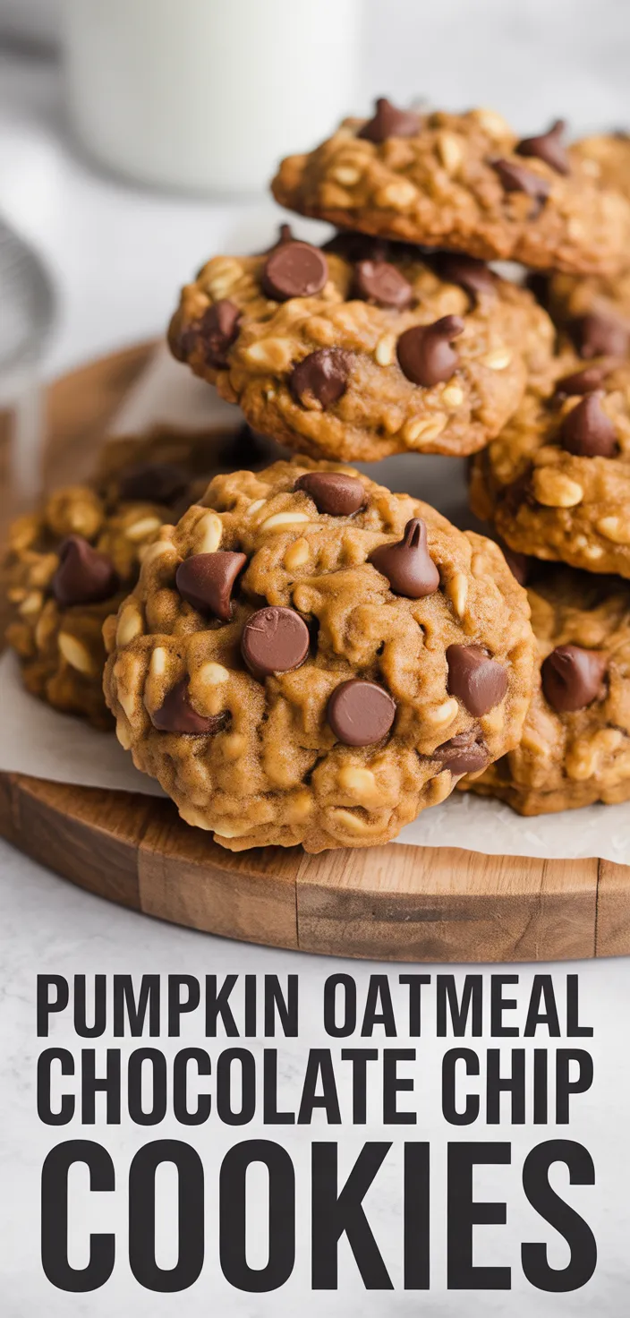 A photo of Pumpkin Oatmeal Chocolate Chip Cookies Recipe