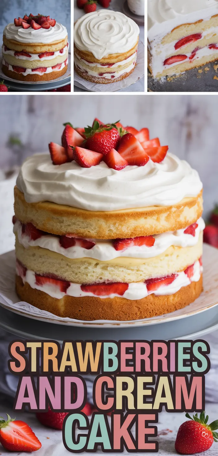 A photo of Strawberries And Cream Cake Recipe