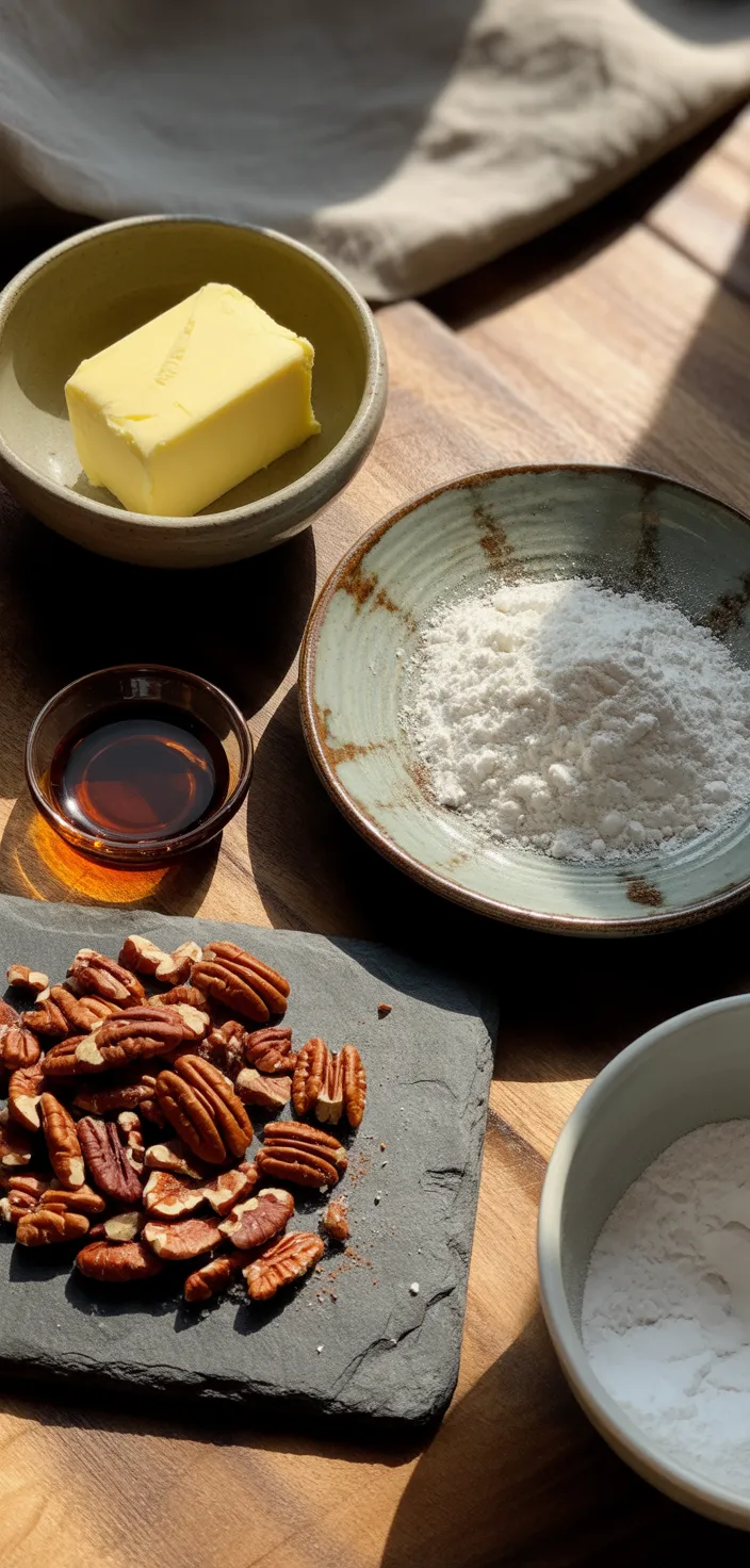 Ingredients photo for Pecan Snowball Cookies Recipe