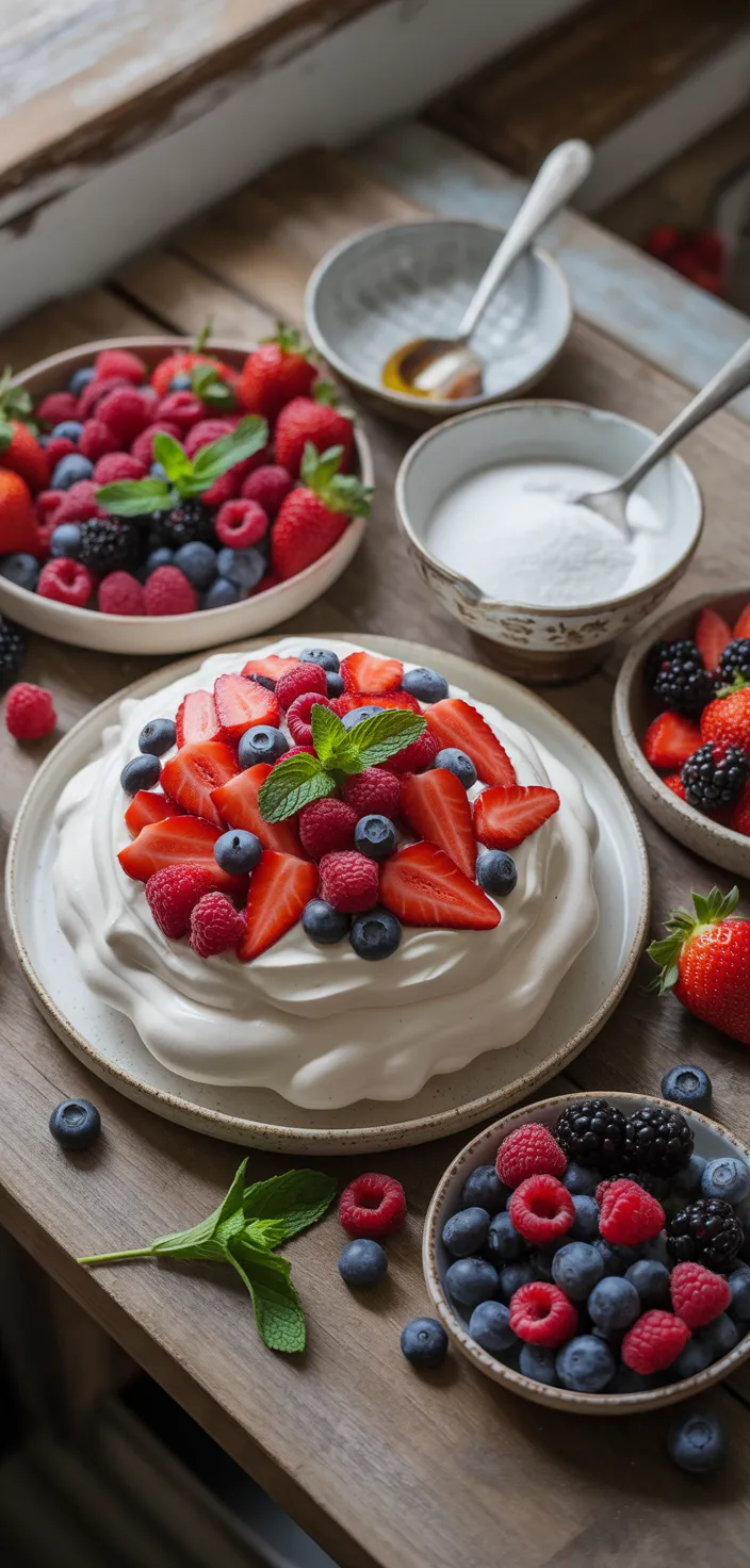 Ingredients photo for Summer Berry Pavlova Recipe