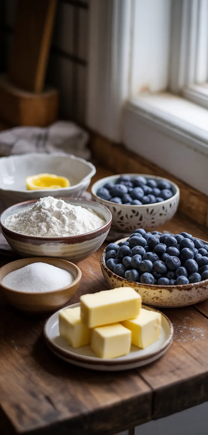 Ingredients photo for Easy Blueberry Pie Bars! The Crust Does Double Duty As The Topping! Recipe