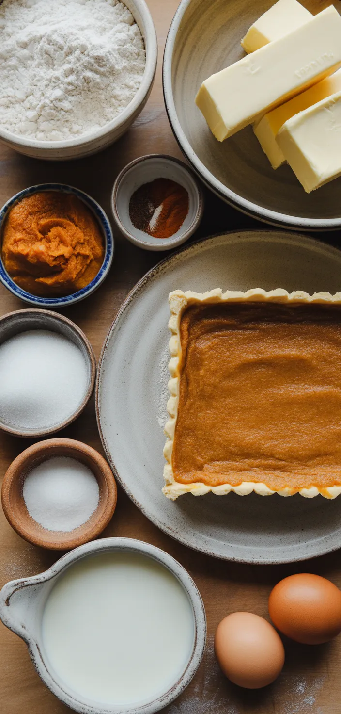 Ingredients photo for Pumpkin Pie Bars (with Shortbread Crust!) Recipe