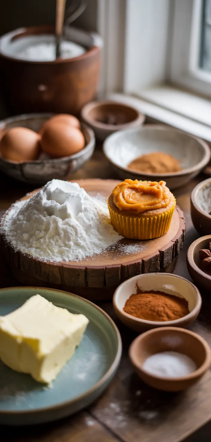 Ingredients photo for Pumpkin Cupcakes With Cinnamon Cream Cheese Frosting Recipe