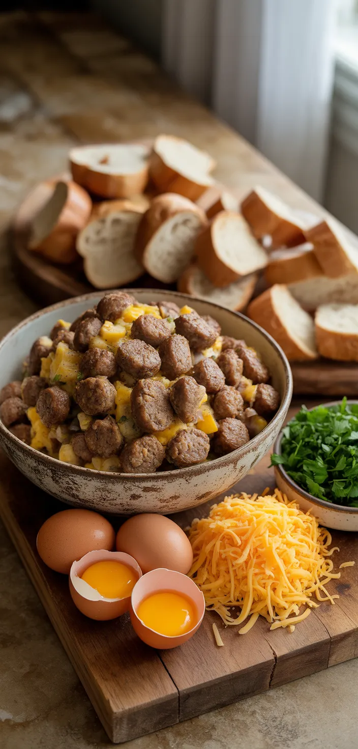 Ingredients photo for Easy Cheesy Sausage And Egg Breakfast Casserole (Make Ahead In Minutes) Recipe