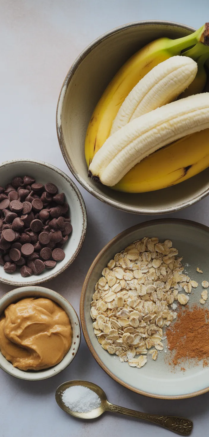 Ingredients photo for Healthy Banana Chocolate Chip Oaties Recipe