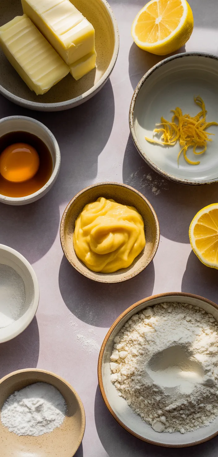 Ingredients photo for Lemon Curd Thumbprint Cookies Recipe