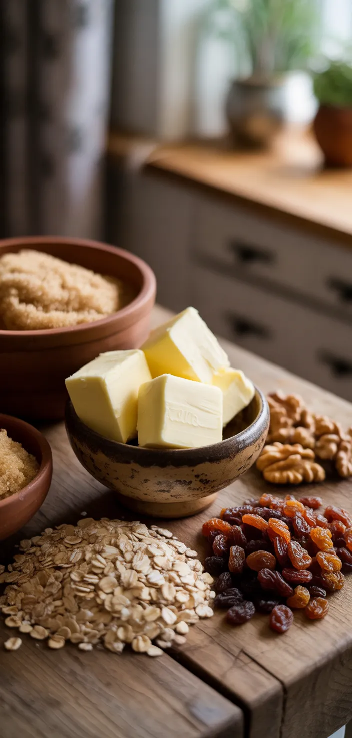 Ingredients photo for Soft Oatmeal Raisin Cookies Recipe