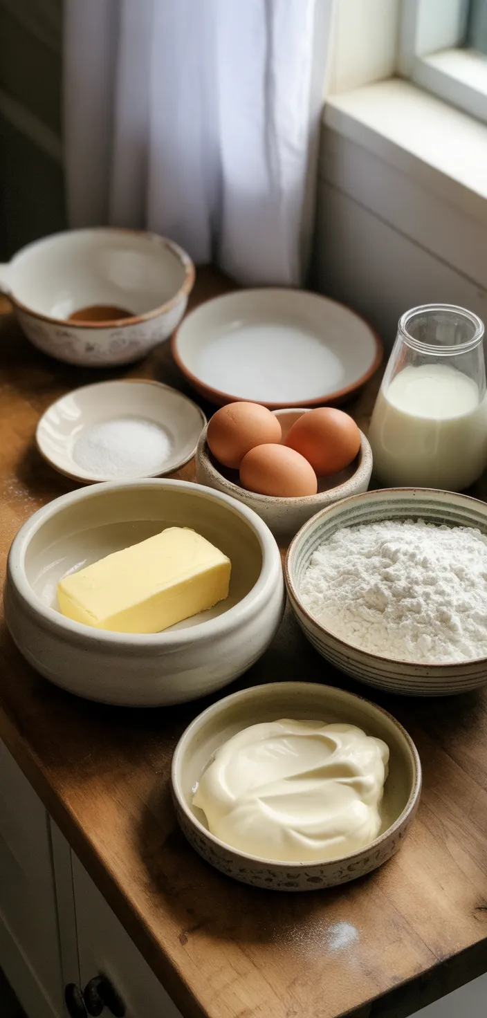 Ingredients photo for Vanilla Buttermilk Pound Cake With Cream Cheese Glaze – Beth's Quick Bites Recipe