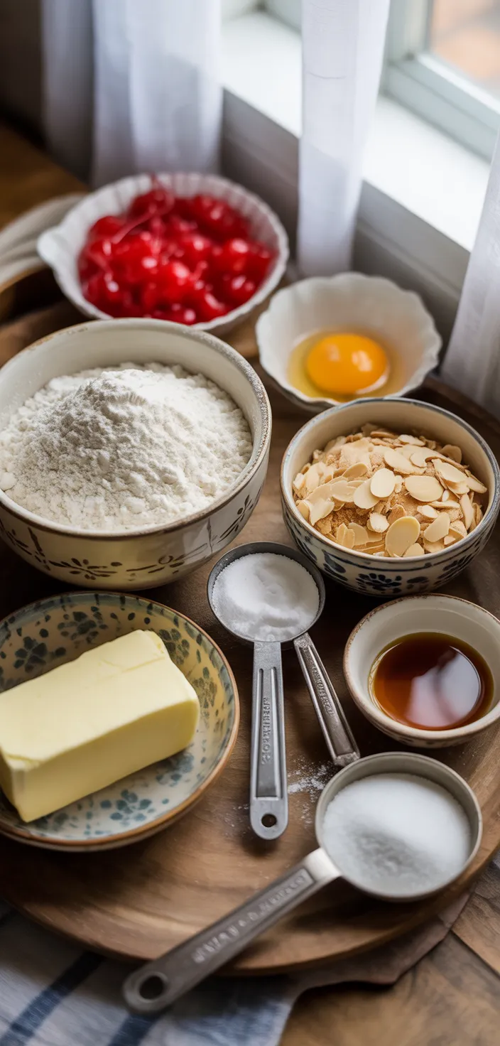 Ingredients photo for Almond Cherry Cookies Recipe