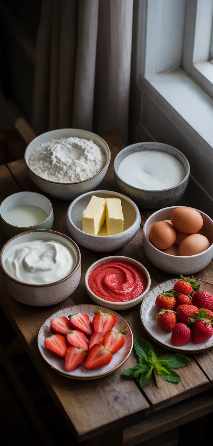 Ingredients photo for Fresh Strawberry Cake Recipe