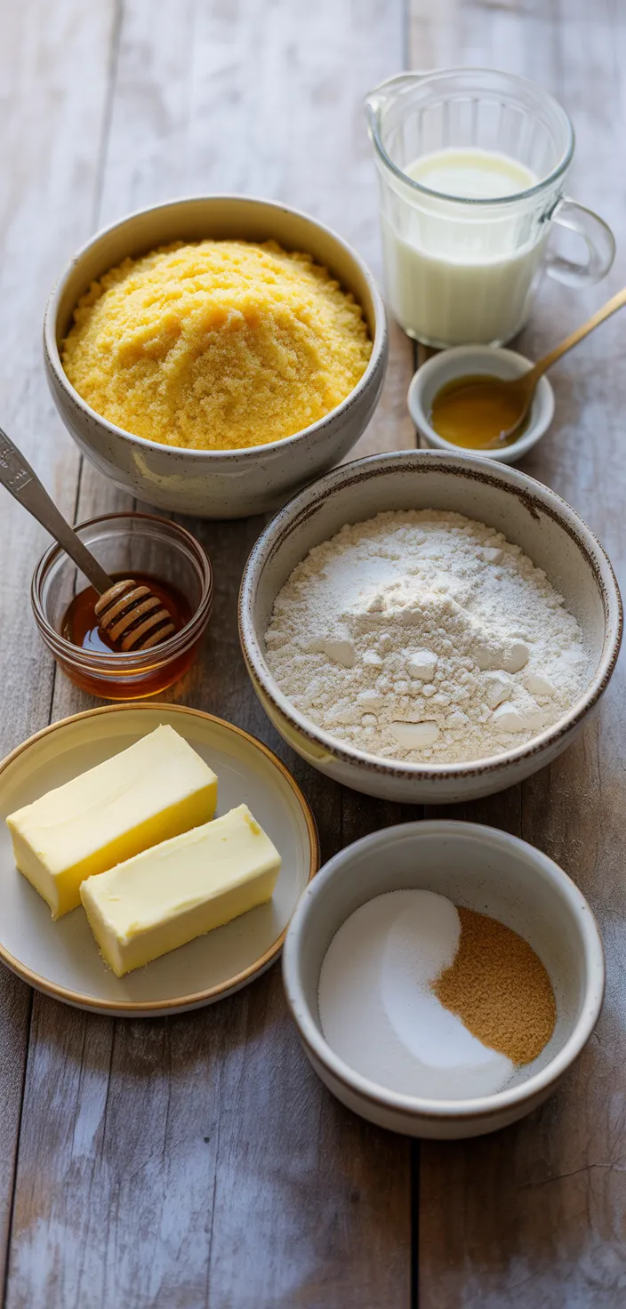 Ingredients photo for Layered Cornbread Cake With Honey Butter Frosting From The Food Charlatan Recipe
